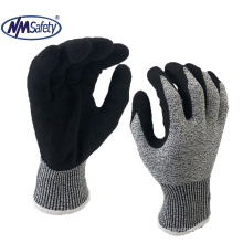 NMSAFETY cut resistant gloves sandy nitrile finish anti-static  gloves